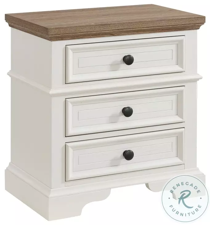 Ulysses Off White And Brown 3 Drawer Youth Nightstand