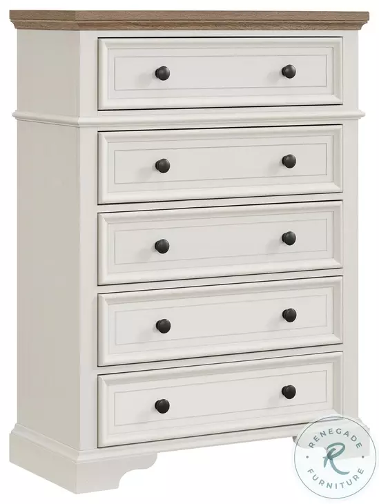Ulysses Brown And Off White 5 Drawer Youth Chest