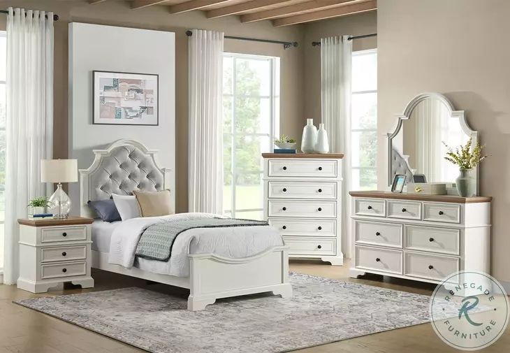 Ulysses Off White And Brown 3 Drawer Youth Nightstand
