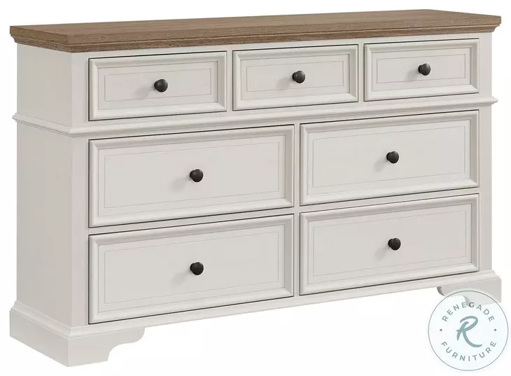 Ulysses Brown And Off White 7 Drawer Youth Dresser