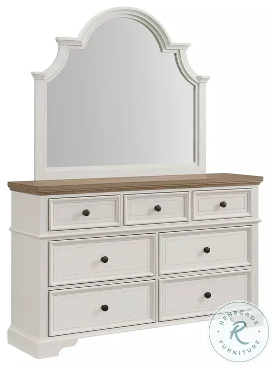 Ulysses Brown And Off White 7 Drawer Youth Dresser And Mirror