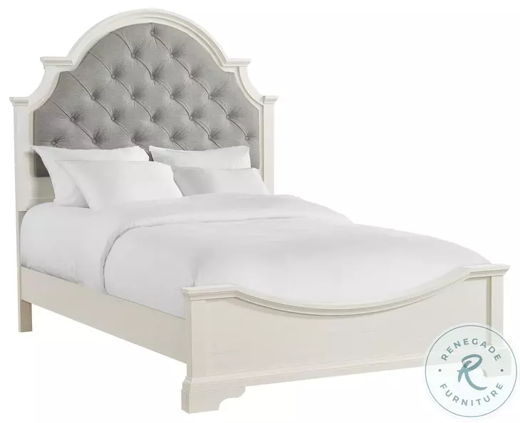 Ulysses Off White And Light Grey Full Upholstered Panel Bed