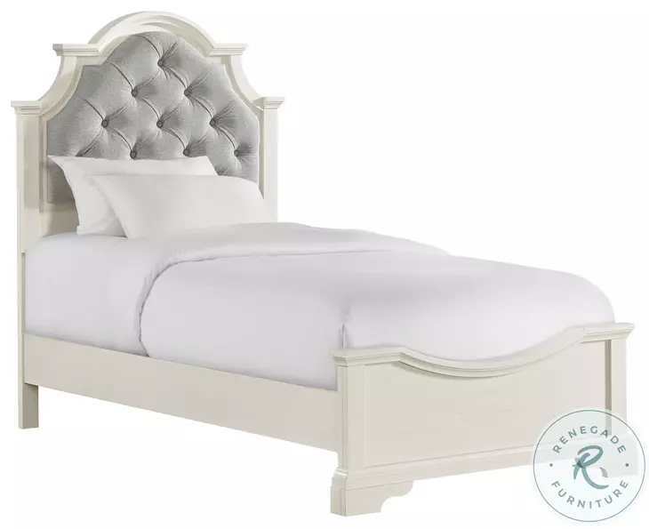 Ulysses Off White And Light Grey Twin Upholstered Panel Bed