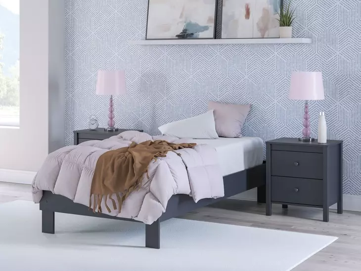 Simmenfort Matte Navy Twin Platform Bed