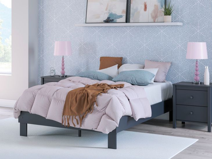 Simmenfort Matte Navy Full Platform Bed