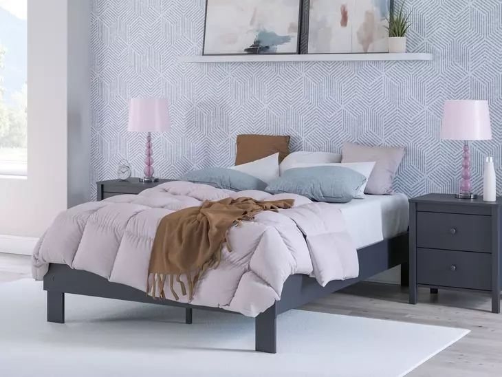 Simmenfort Matte Navy Full Platform Bed