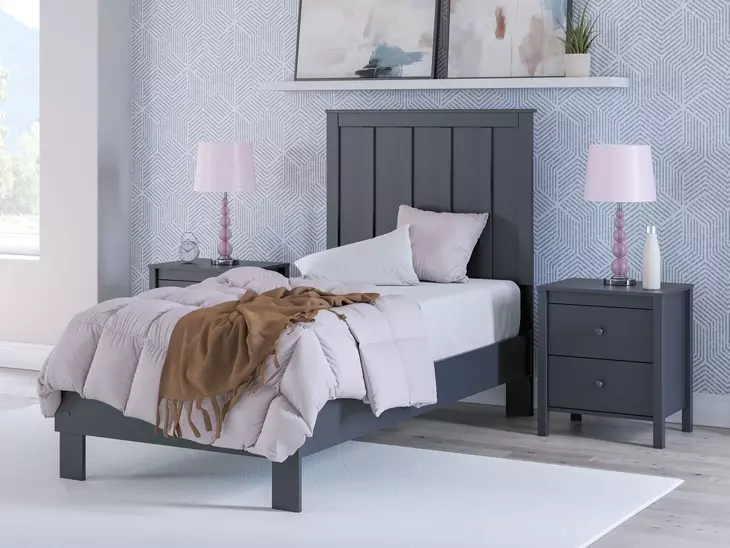 Simmenfort Matte Navy Blue Twin Panel Headboard
