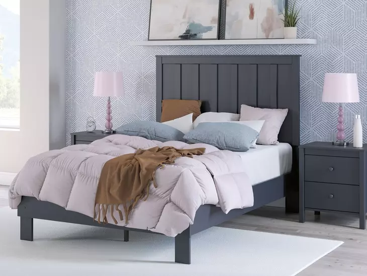 Simmenfort Matte Navy Blue Full Panel Headboard
