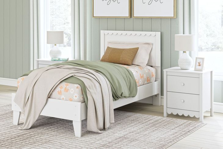 Hallityn Matte White Twin Panel Headboard