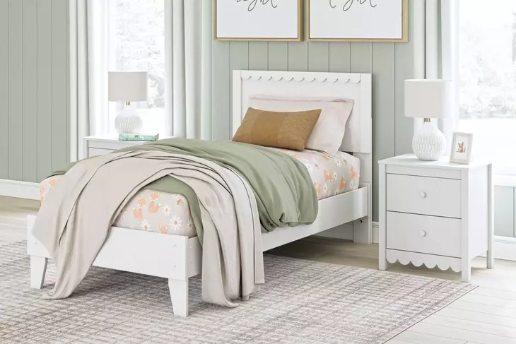 Hallityn Matte White Twin Panel Headboard