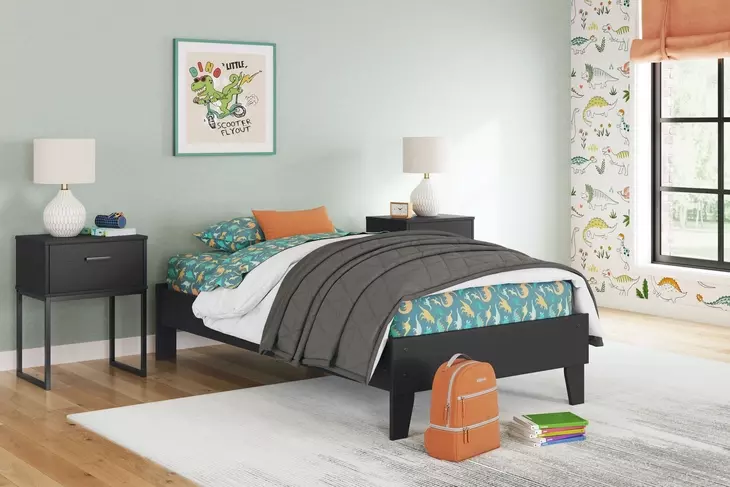 Socalle Matte Black Twin Platform Bed