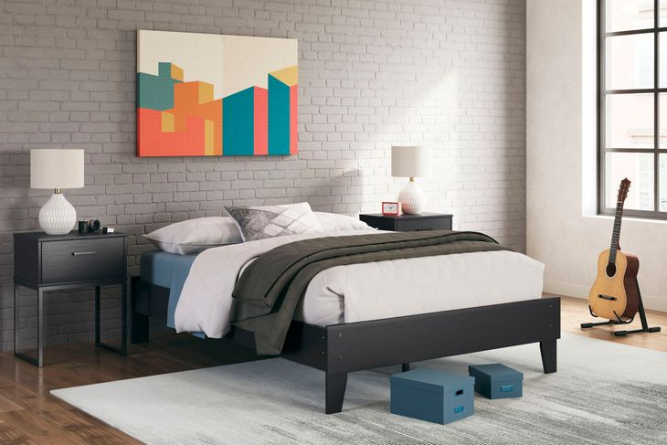Socalle Matte Black Full Platform Bed
