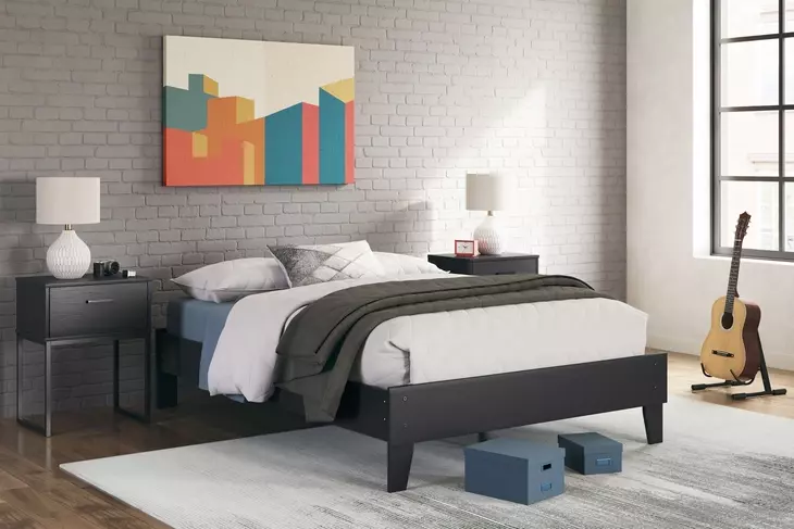 Socalle Matte Black Full Platform Bed
