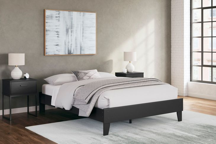 Socalle Matte Black Queen Platform Bed