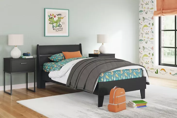 Socalle Matte Black Twin Panel Headboard