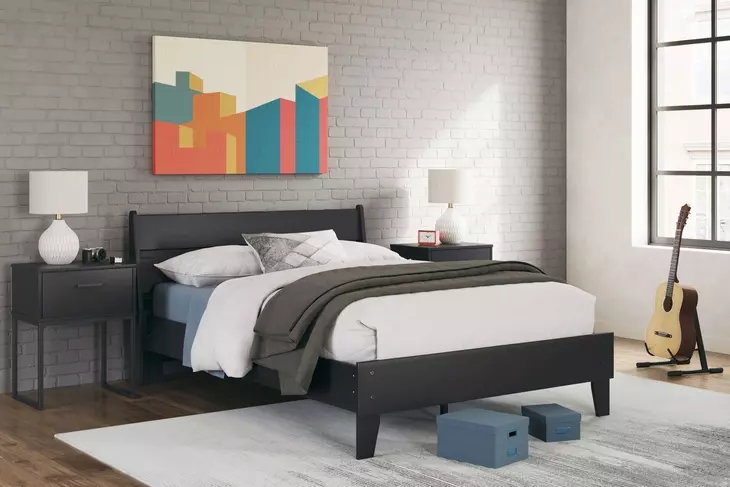 Socalle Matte Black Full Panel Headboard