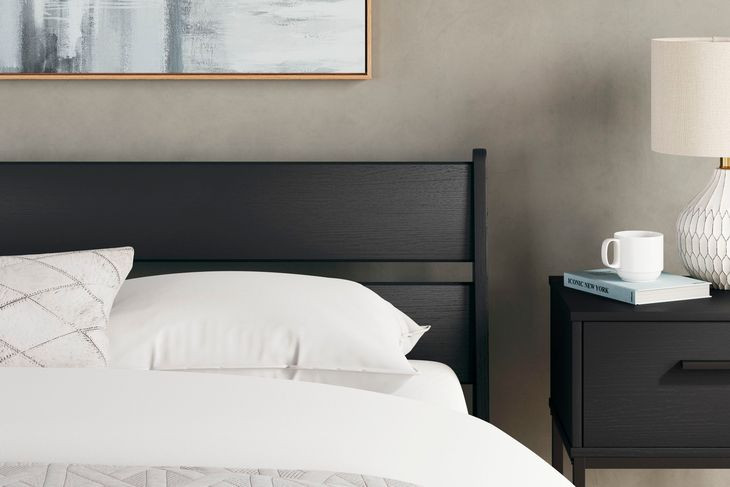 Socalle Matte Black Queen Panel Headboard