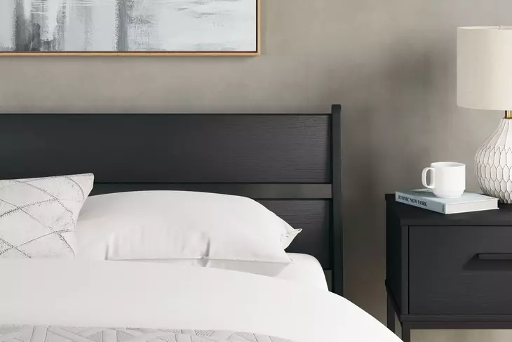 Socalle Matte Black Queen Panel Headboard
