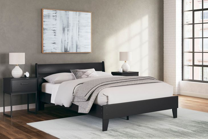 Socalle Matte Black Queen Panel Headboard