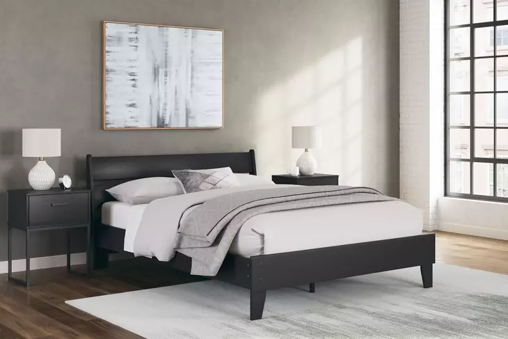 Socalle Matte Black Queen Panel Headboard