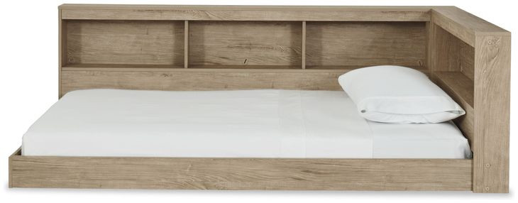 Oliah Natural Twin Bookcase Storage Bed with USB Charging