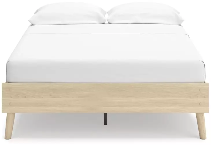 Cabinella Tan Full Platform Bed with No Headboard