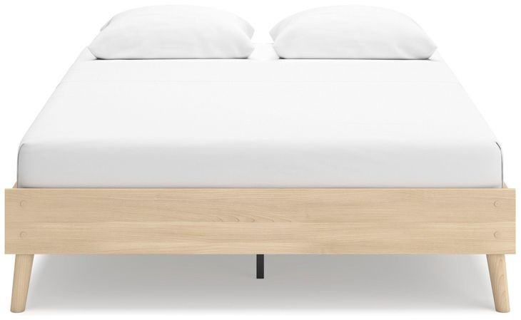 Cabinella Tan Queen Platform Bed with No Headboard