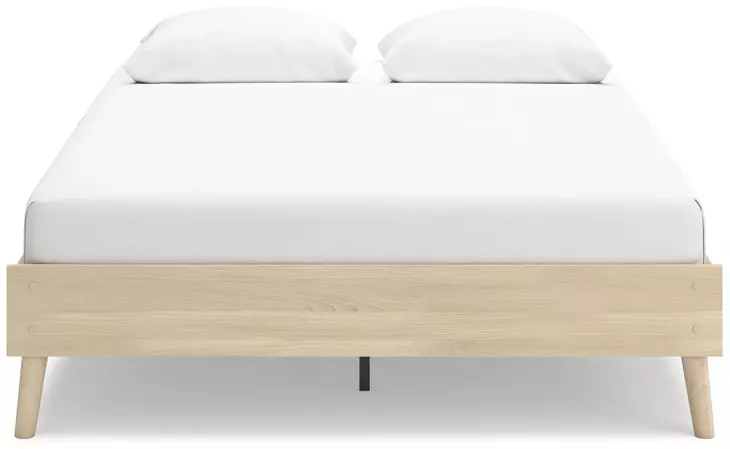 Cabinella Tan Queen Platform Bed with No Headboard