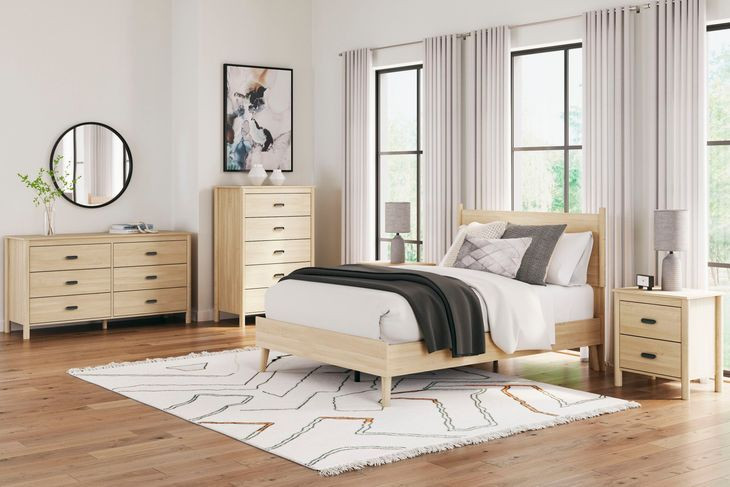 Cabinella Tan Full Platform Bed with No Headboard