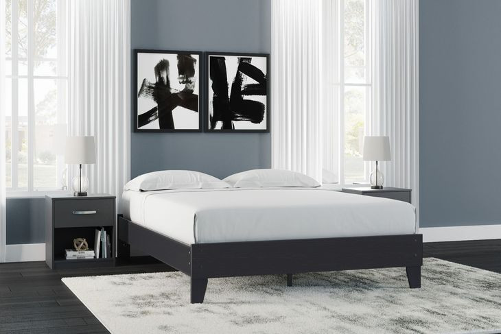 Finch Matte Black Queen Platform Bed