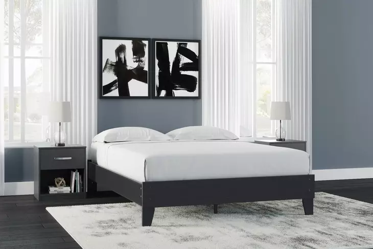 Finch Matte Black Queen Platform Bed