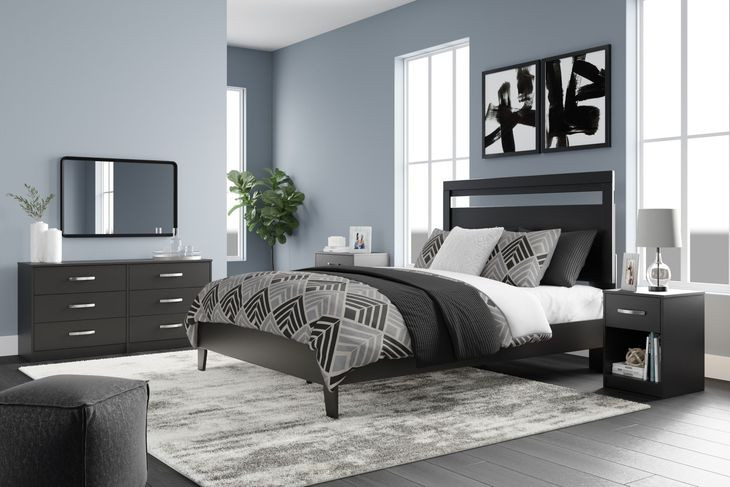 Finch Matte Black Queen Platform Bed