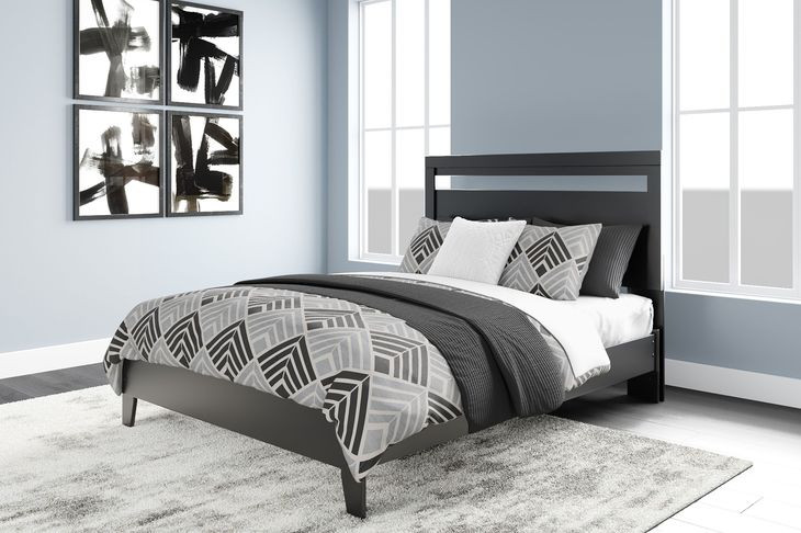 Finch Matte Black Queen Panel Headboard