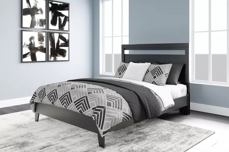 Finch Matte Black Queen Panel Headboard