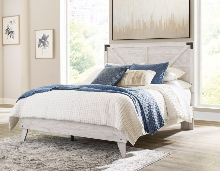 Shawburn Whitewash Queen Crossbuck Panel Headboard