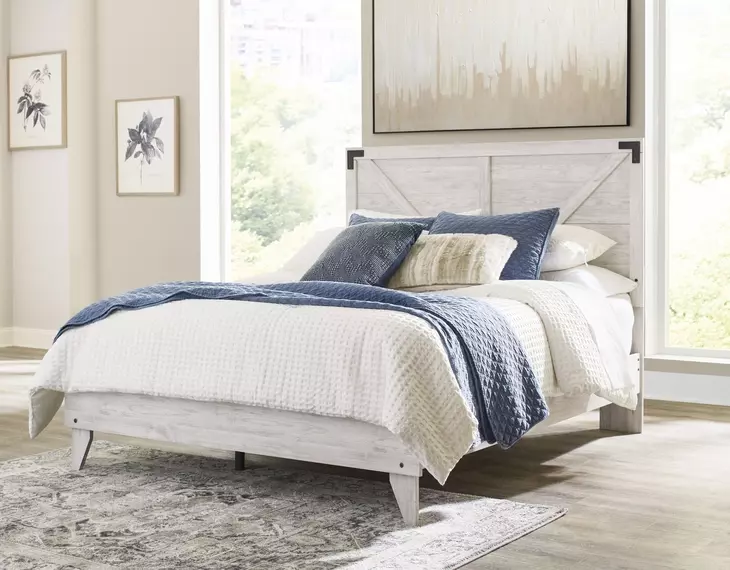 Shawburn Whitewash Queen Crossbuck Panel Headboard