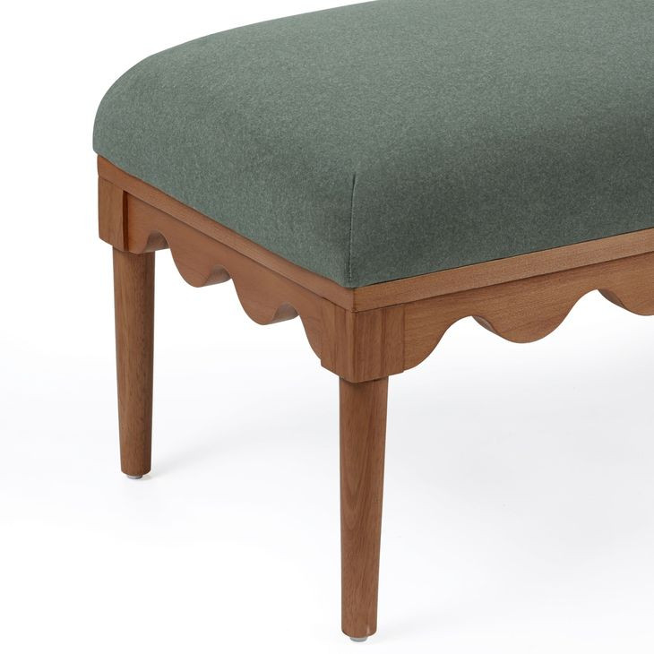 Oodle Green Performance Fabric Upholstered Accent Bench