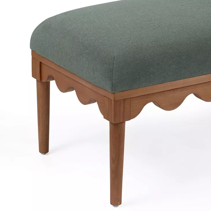 Oodle Green Performance Fabric Upholstered Accent Bench