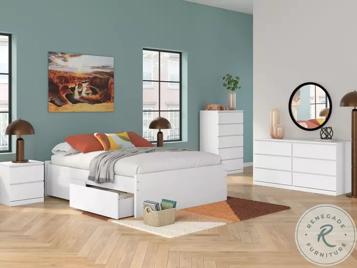 Onita White Queen Platform Bed with 1 Side Storage