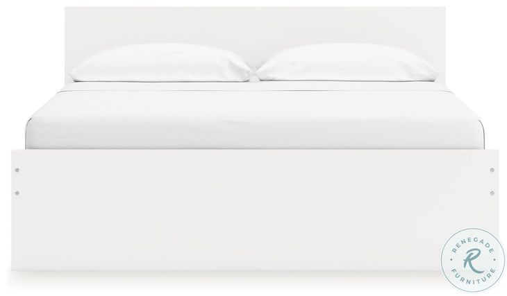 Onita White King Panel Bed with 1 Side Storage