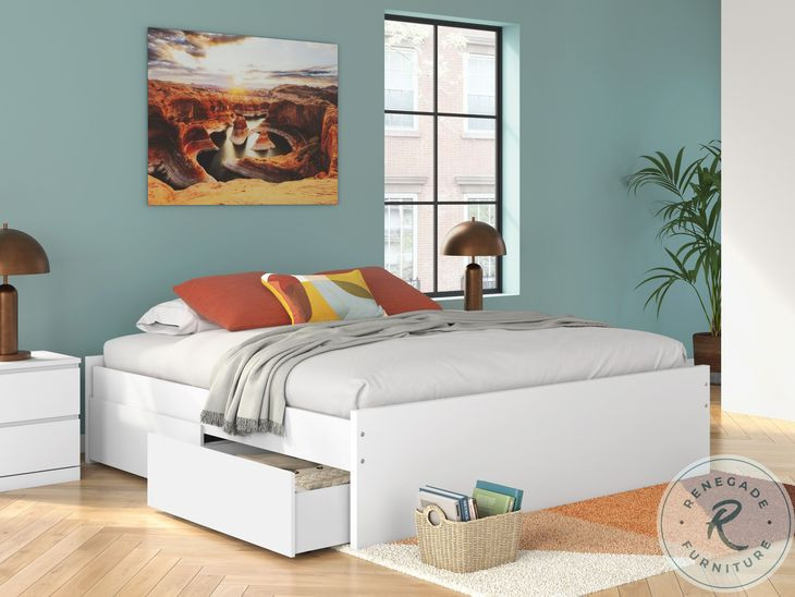 Onita White King Platform Bed with 2 Side Storage