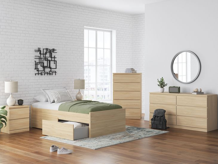 Onita Natural Youth Platform Storage Bedroom Set with 2 Drawers