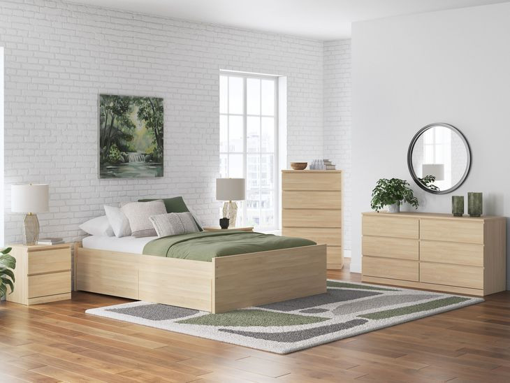 Onita Natural Platform Storage Bedroom Set with 4 Drawers