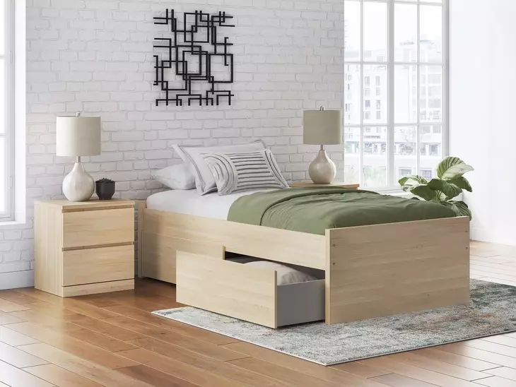 Onita Natural Youth Platform Storage Bedroom Set with 2 Drawers