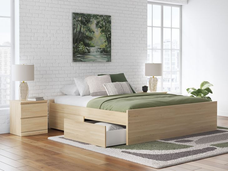 Onita Natural King Platform Storage Bed with 2 Drawers