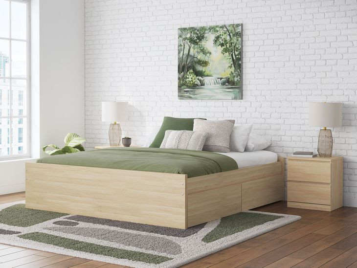 Onita Natural King Platform Storage Bed with 4 Drawers