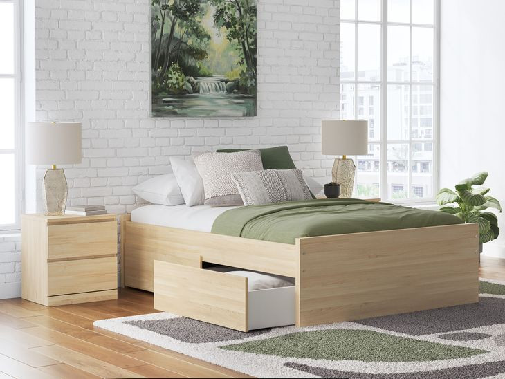 Onita Natural Full Platform Storage Bed with 4 Drawers