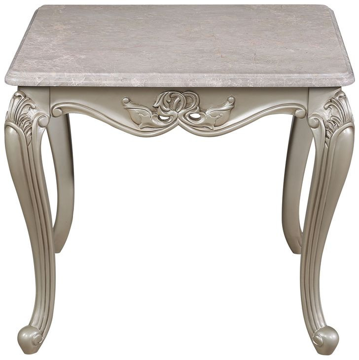 Monique Champagne and Beige Square Marble Top End Table