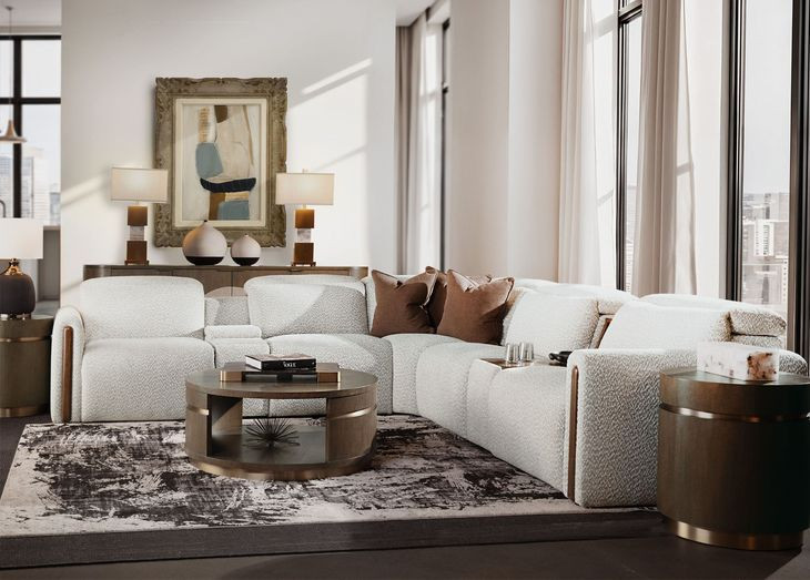Anaheim White Performance Fabric 7 Piece Modular Power Reclining Sectional with Power Headrest