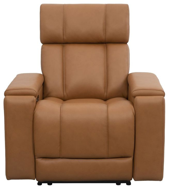 Phoenix Autumn Caramel Leather Zero Gravity Power Recliner with LED and USB Charging